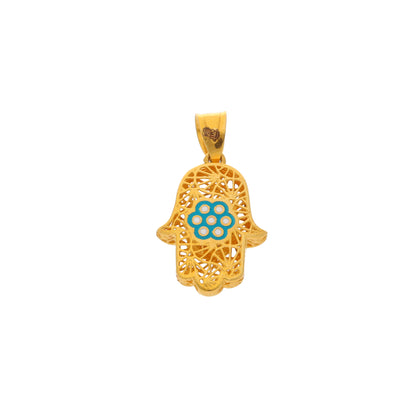 Gold Hamsa Hand Shaped Pendant 21KT - FKJPND21KM9936