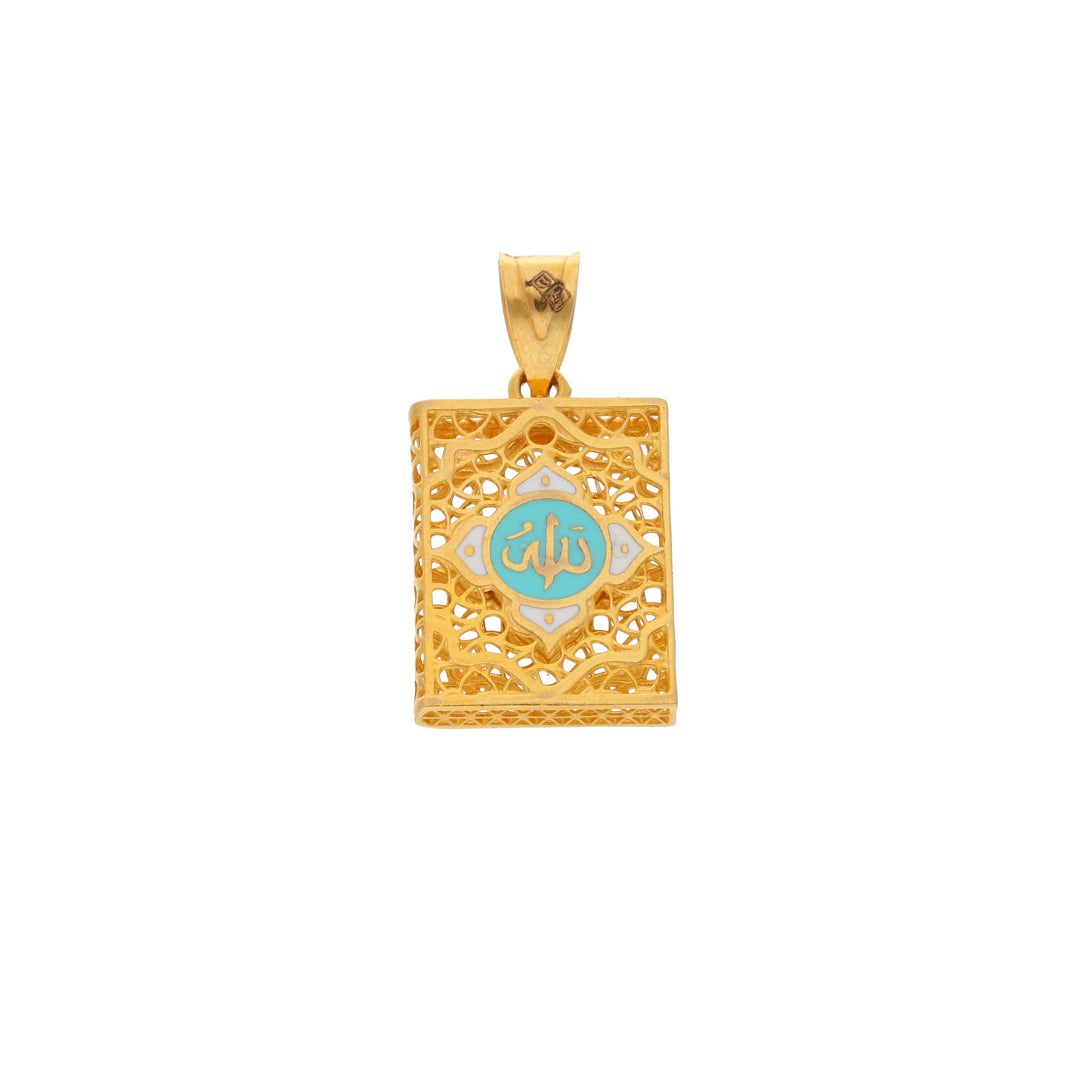 Gold Rectangle Shaped Pendant 21KT - FKJPND21KM9937