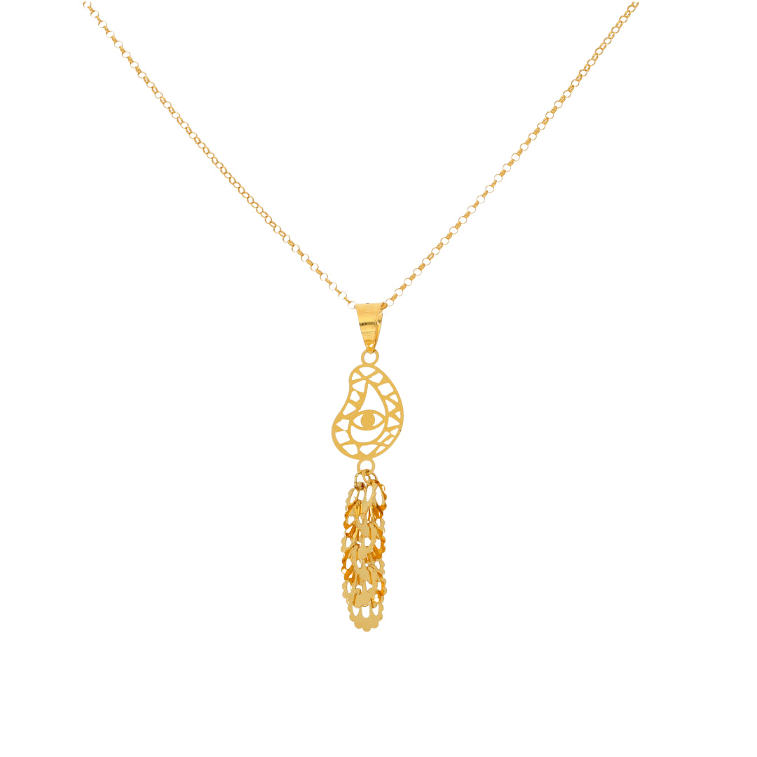 Gold Necklace (Chain With Tear Drop Shaped Pendant) 21KT - FKJNKL21KM9945