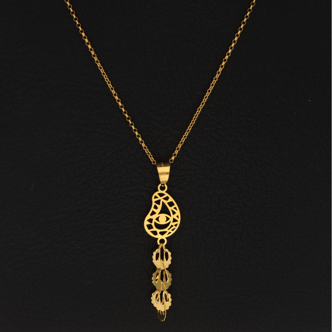 Gold Necklace (Chain With Tear Drop Shaped Pendant) 21KT - FKJNKL21KM9945