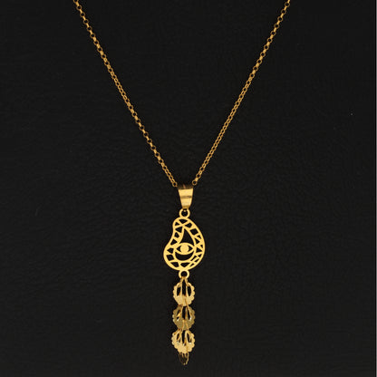 Gold Necklace (Chain With Tear Drop Shaped Pendant) 21KT - FKJNKL21KM9945