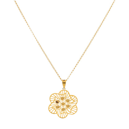 Gold Necklace (Chain With Flower Shaped Pendant) 21KT - FKJNKL21KM9943