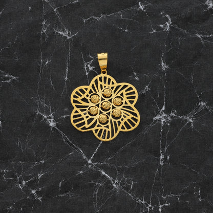 Gold Flower Shaped Pendant 21KT - FKJPND21KM9943