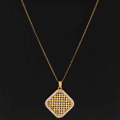 Gold Necklace (Chain With Square Shaped Pendant) 21KT - FKJNKL21KM9944