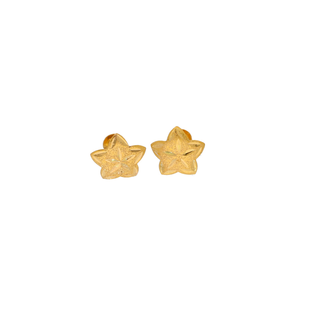 Gold Star Shaped Earrings 21KT - FKJERN21KM9965