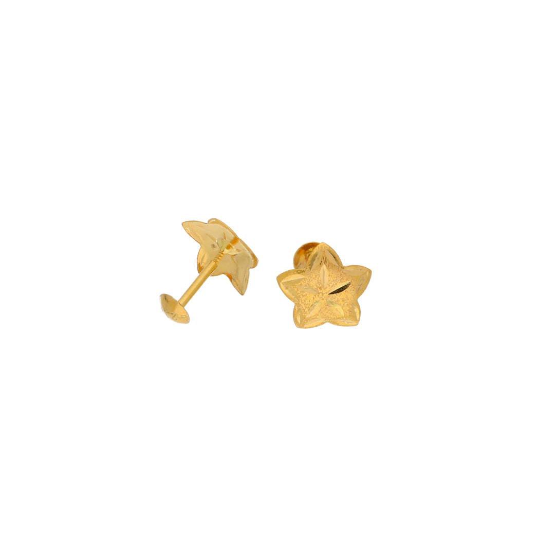 Gold Star Shaped Earrings 21KT - FKJERN21KM9965