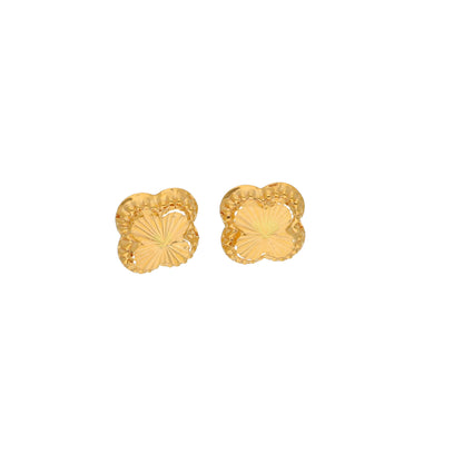 Gold Clover Leaf Shaped Earrings 21KT - FKJERN21KM9966