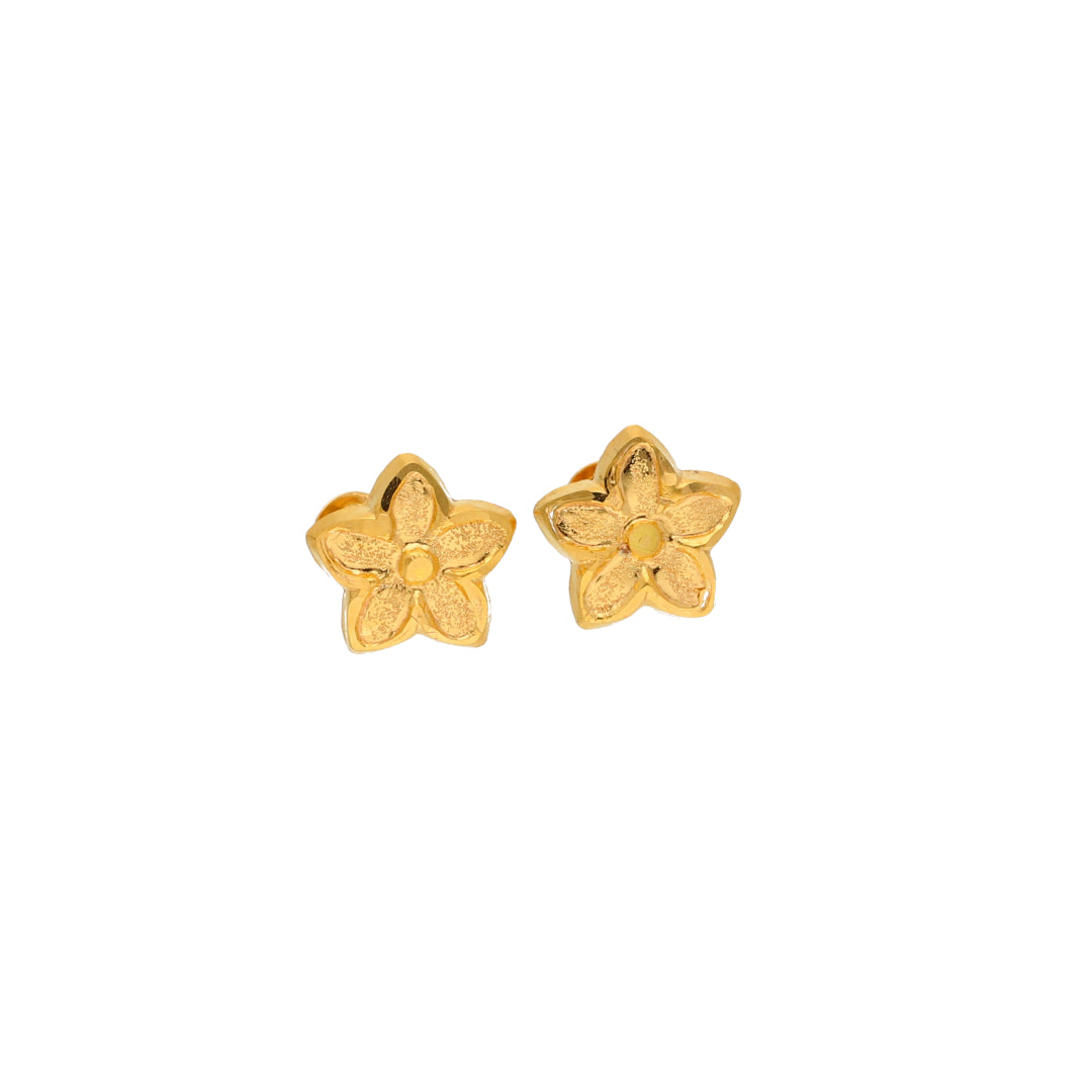 Gold Flower Shaped Earrings 21KT - FKJERN21KM9962