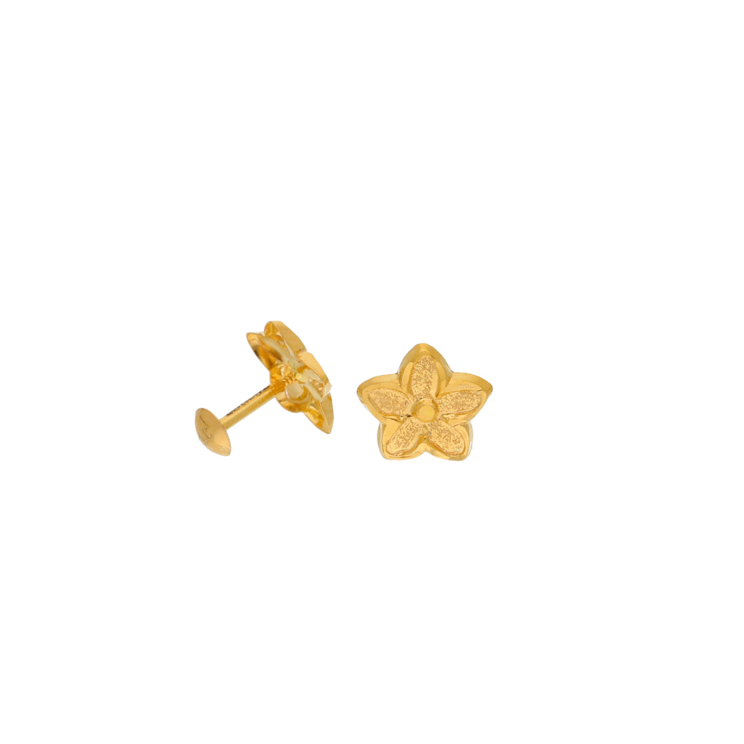 Gold Flower Shaped Earrings 21KT - FKJERN21KM9962