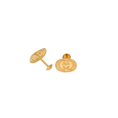 Gold Oval Shaped Earrings 21KT - FKJERN21KM9969