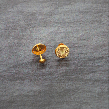 Gold Round Shaped Earrings 21KT - FKJERN21KM9970