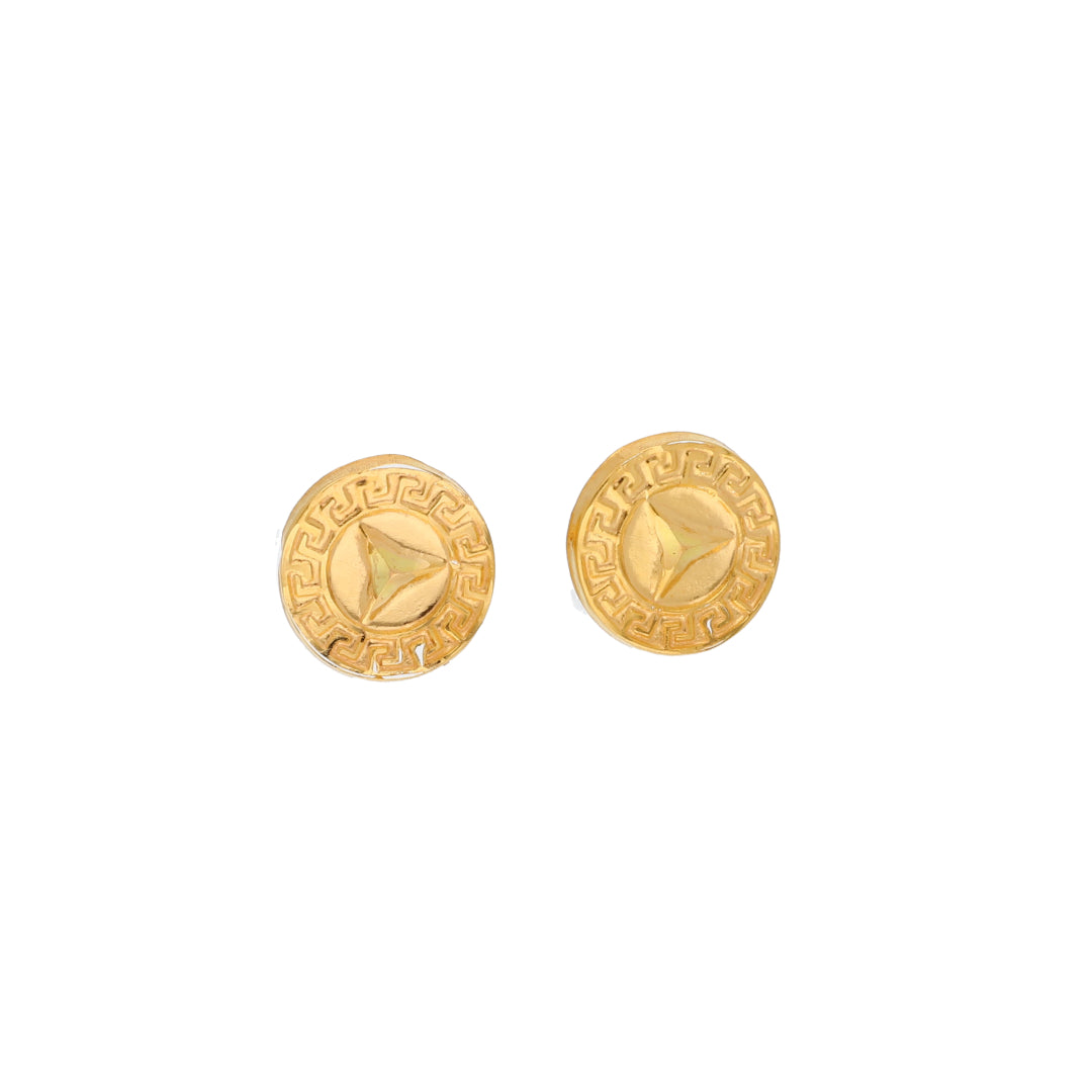 Gold Round Shaped Earrings 21KT - FKJERN21KM9963