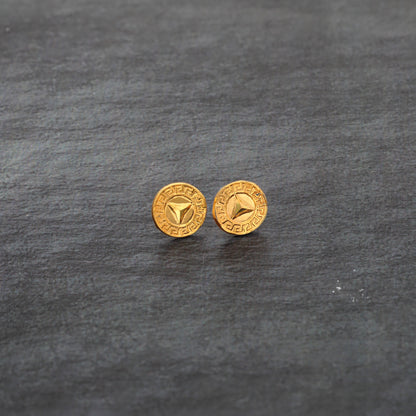 Gold Round Shaped Earrings 21KT - FKJERN21KM9963