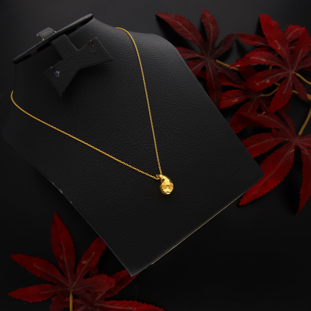 Gold Necklace (Chain With Tear Drop Shaped Pendant) 21KT - FKJNKL21KM9989