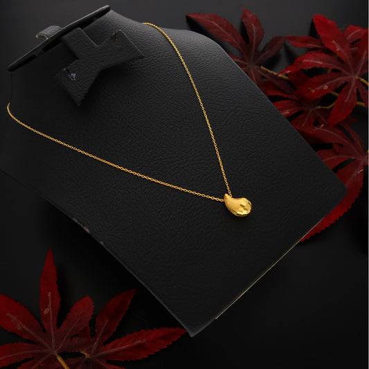 Gold Necklace (Chain With Tear Drop Shaped Pendant) 21KT - FKJNKL21KM9990