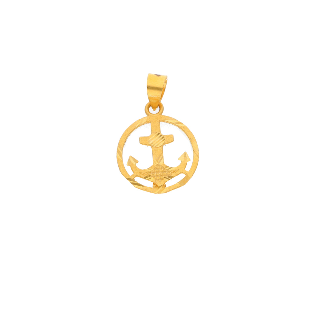 Gold Anchor Shaped Pendant 21KT - FKJPND21KM10010