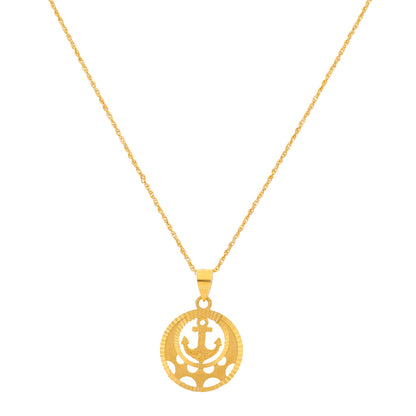 Gold Necklace (Chain With Anchor Shaped Pendant) 21KT - FKJNKL21KM10011