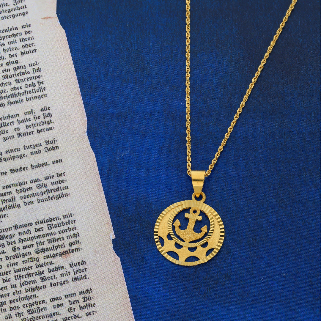 Gold Necklace (Chain With Anchor Shaped Pendant) 21KT - FKJNKL21KM10011