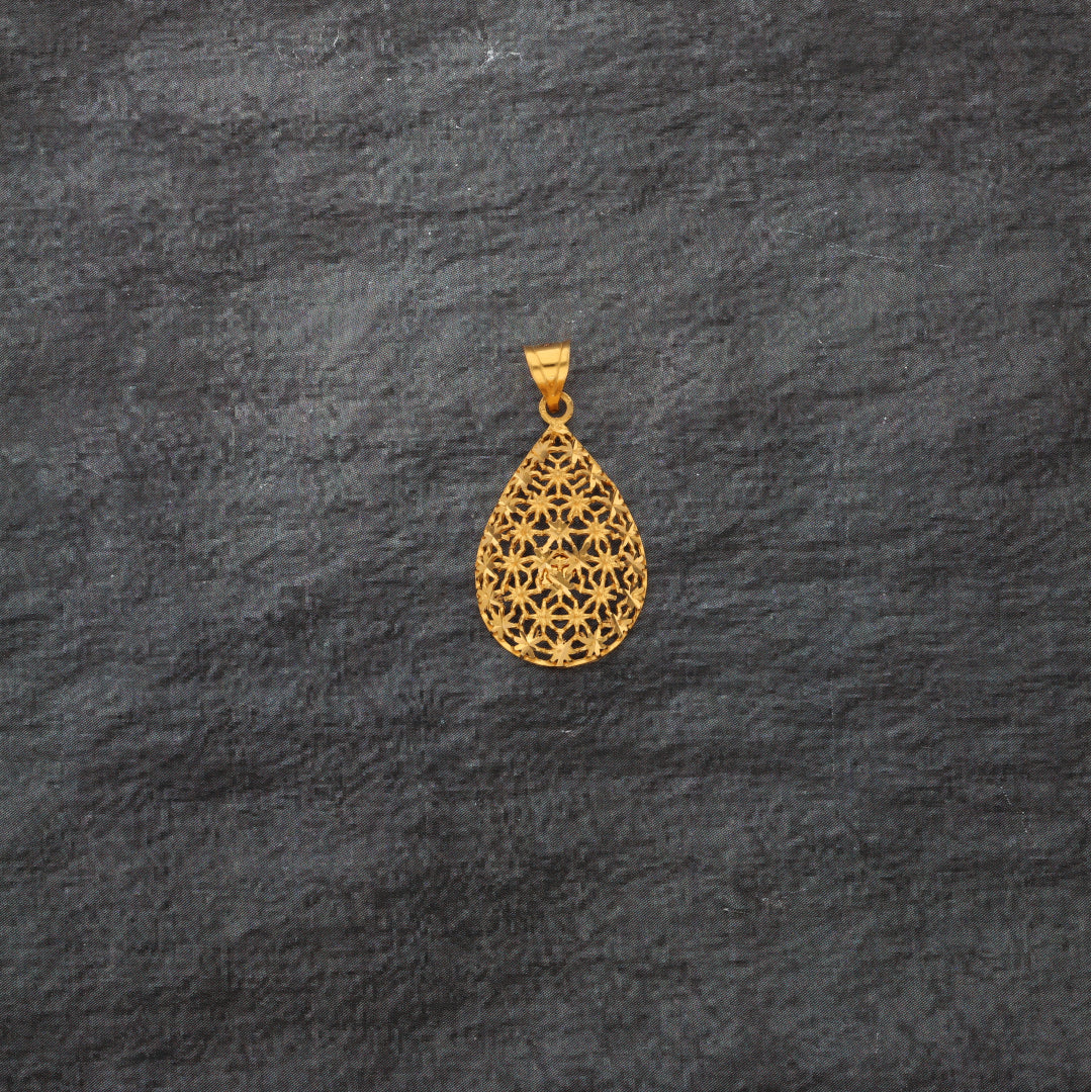 Gold Tear Drop Shaped Pendant 21KT - FKJPND21KM10012