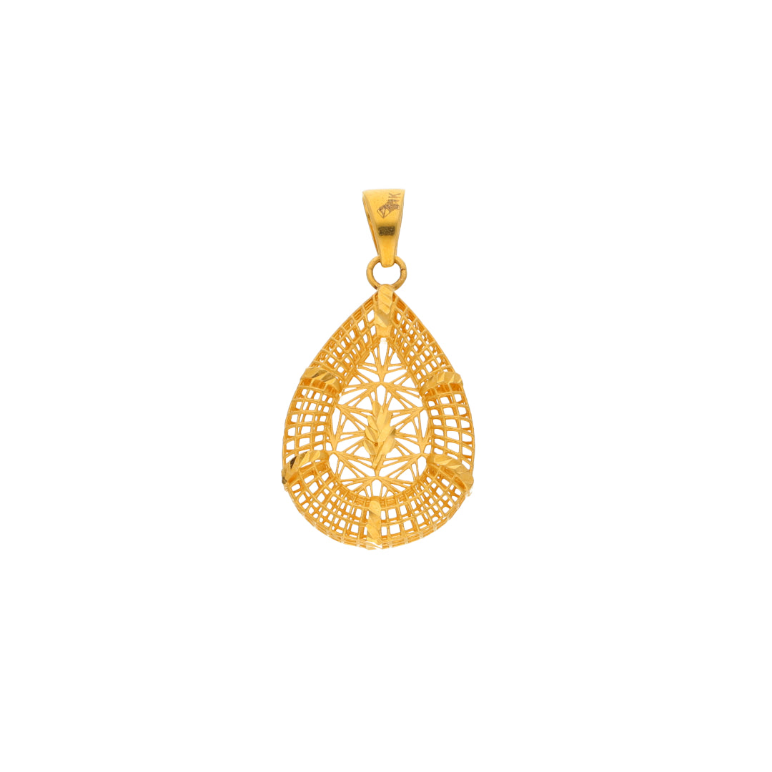 Gold Tear Drop Shaped Pendant 21KT - FKJPND21KM10013