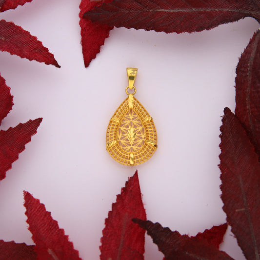 Gold Tear Drop Shaped Pendant 21KT - FKJPND21KM10013