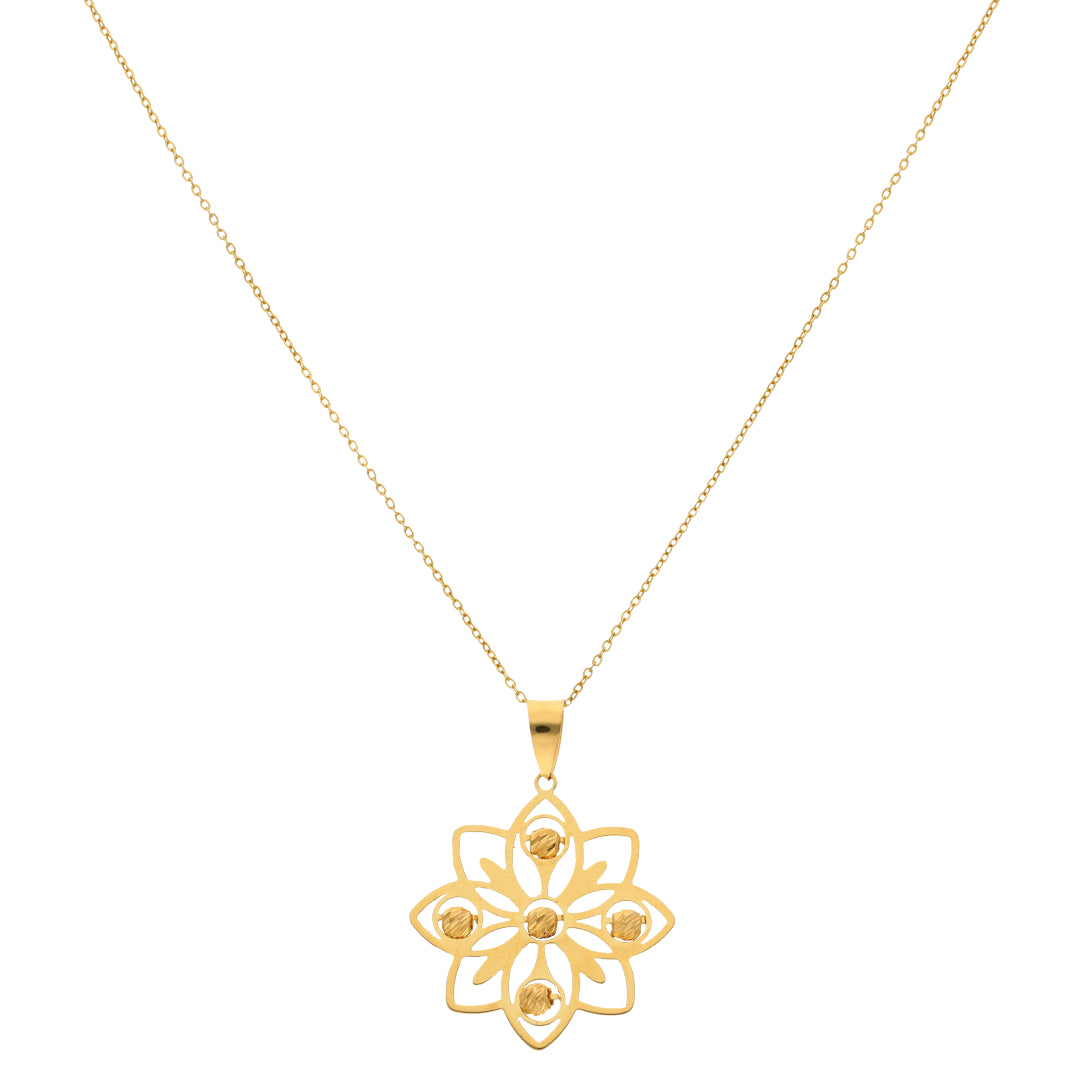 Gold Necklace (Chain With Flower Shaped Pendant) 21KT - FKJNKL21KM10014