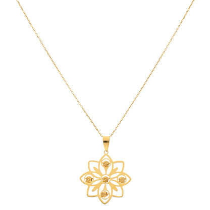 Gold Necklace (Chain With Flower Shaped Pendant) 21KT - FKJNKL21KM10014