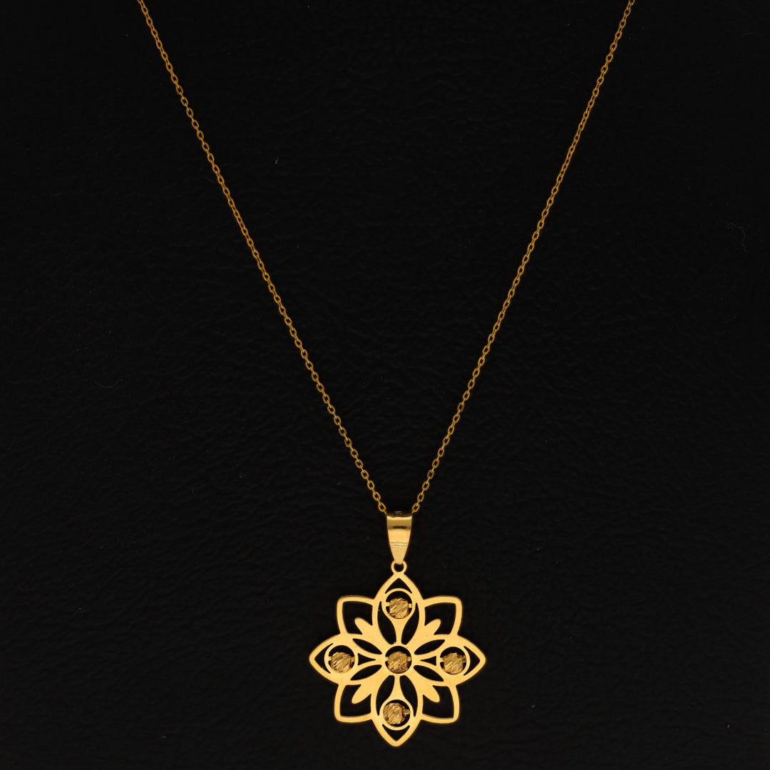 Gold Necklace (Chain With Flower Shaped Pendant) 21KT - FKJNKL21KM10014