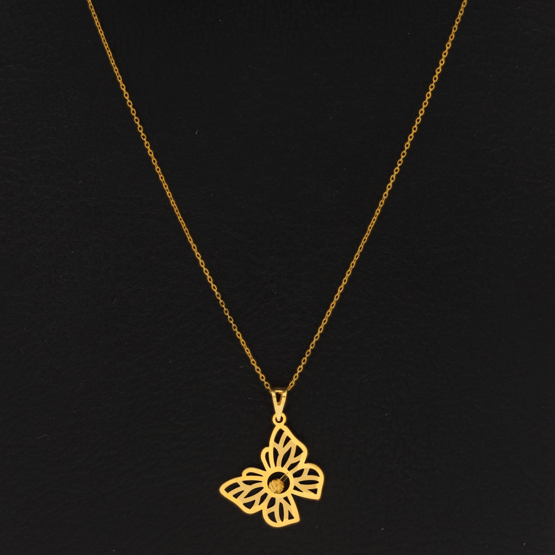 Gold Necklace (Chain With Butterfly Shaped Pendant) 21KT - FKJNKL21KM10015