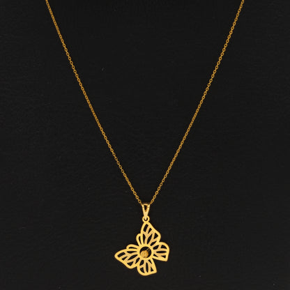 Gold Necklace (Chain With Butterfly Shaped Pendant) 21KT - FKJNKL21KM10015