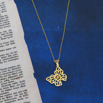 Gold Necklace (Chain With Butterfly Shaped Pendant) 21KT - FKJNKL21KM10015