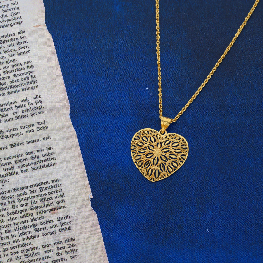 Gold Necklace (Chain With Heart Shaped Pendant) 21KT - FKJNKL21KM10009