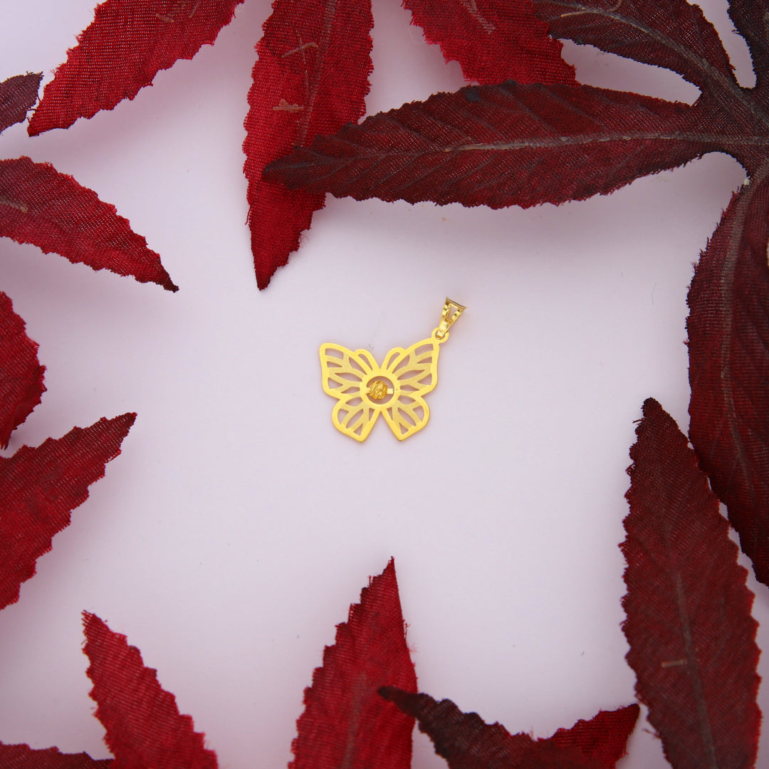 Gold Butterfly Shaped Pendant 21KT - FKJPND21KM10015