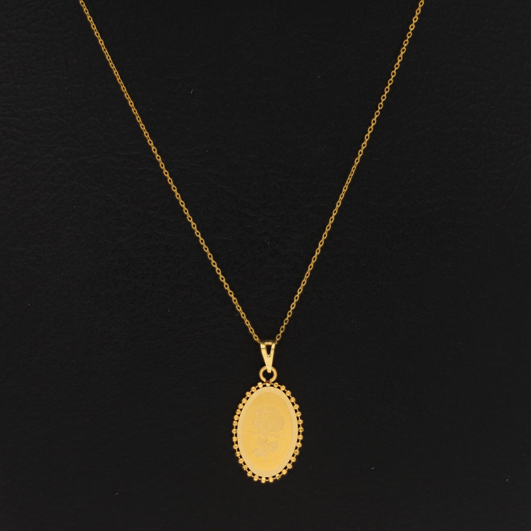 Gold Necklace (Chain With Rose Oval Shaped Pendant) 21KT - FKJNKL21KM10018