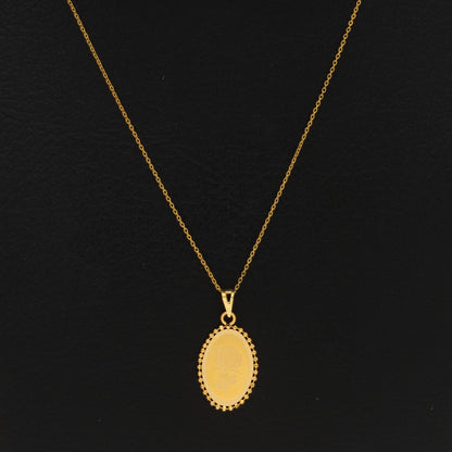 Gold Necklace (Chain With Rose Oval Shaped Pendant) 21KT - FKJNKL21KM10018