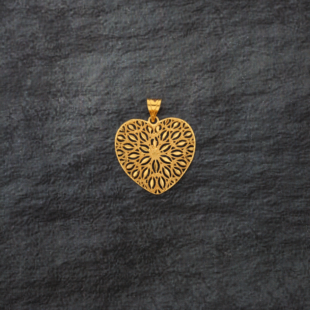 Gold Heart Shaped Pendant 21KT - FKJPND21KM10009