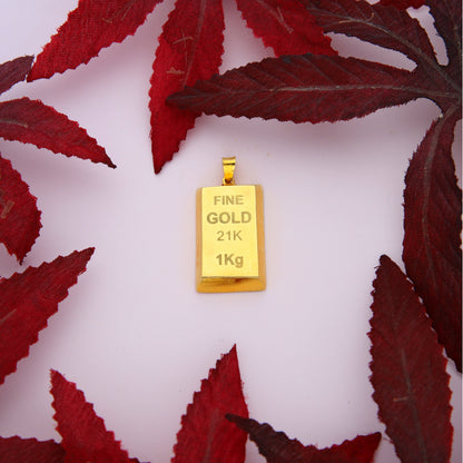 Gold Bar Shaped Pendant 21KT - FKJPND21KM10019