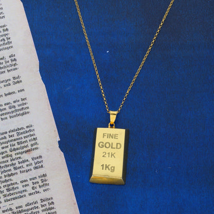 Gold Necklace (Chain With Bar Shaped Pendant) 21KT - FKJNKL21KM10019