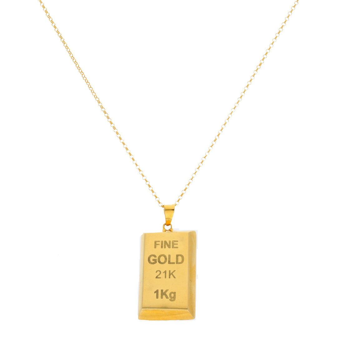 Gold Necklace (Chain With Bar Shaped Pendant) 21KT - FKJNKL21KM10019