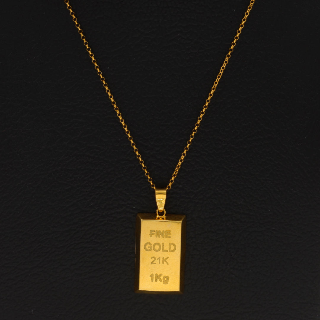 Gold Necklace (Chain With Bar Shaped Pendant) 21KT - FKJNKL21KM10021