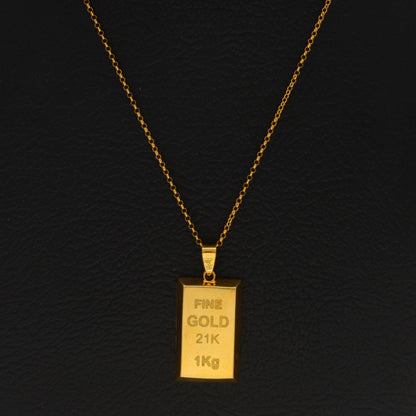 Gold Necklace (Chain With Bar Shaped Pendant) 21KT - FKJNKL21KM10021