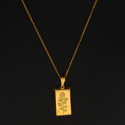 Gold Necklace (Chain With Rose Bar Shaped Pendant) 21KT - FKJNKL21KM10022