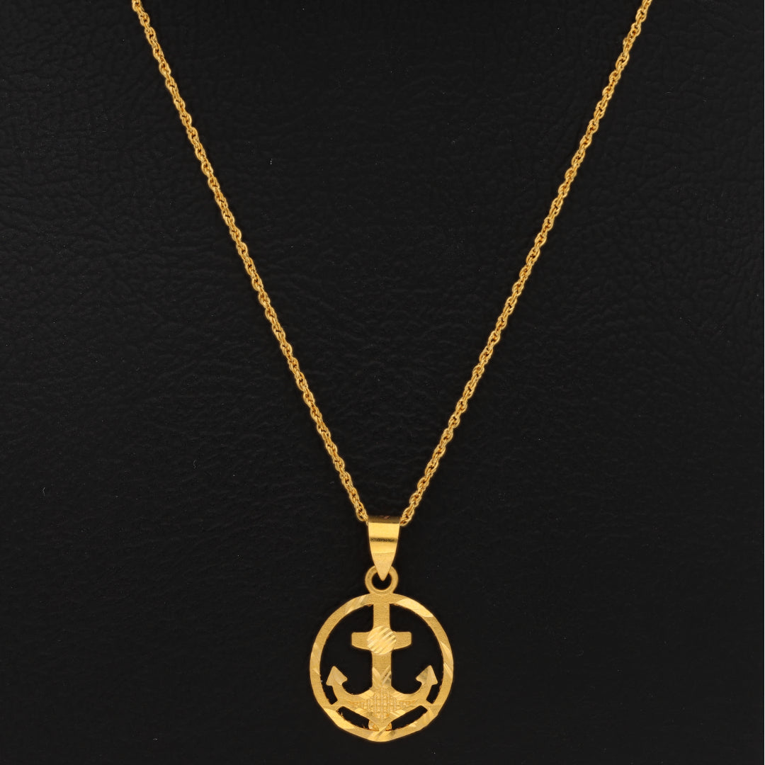 Gold Necklace (Chain With Anchor Shaped Pendant) 21KT - FKJNKL21KM10010