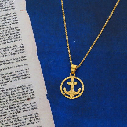 Gold Necklace (Chain With Anchor Shaped Pendant) 21KT - FKJNKL21KM10010