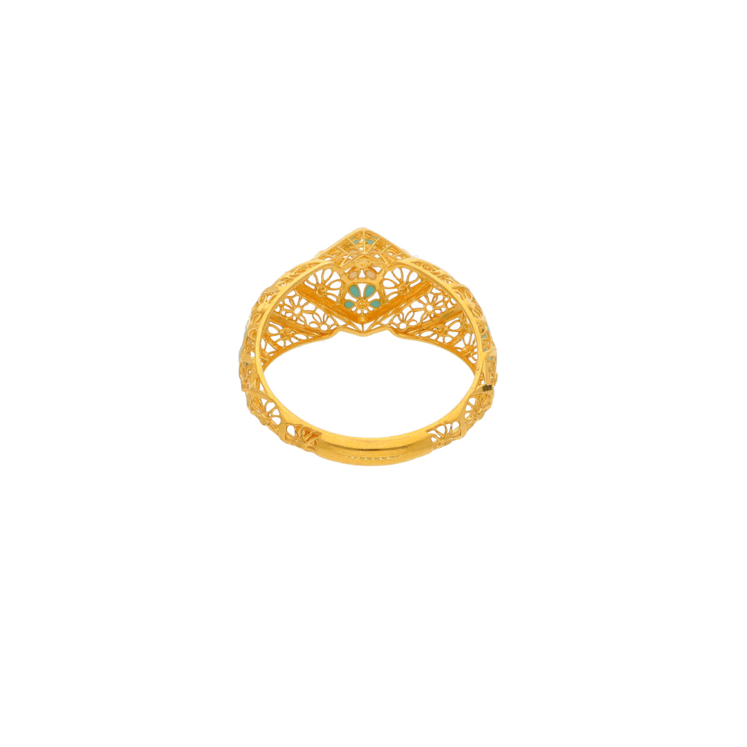 Gold Intricate Ring 21KT - FKJRN21KM10025