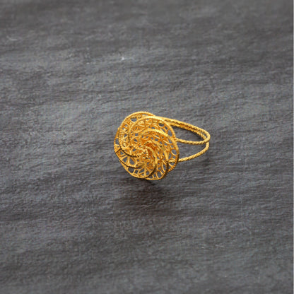 Gold Intricate Ring 21KT - FKJRN21KM10029