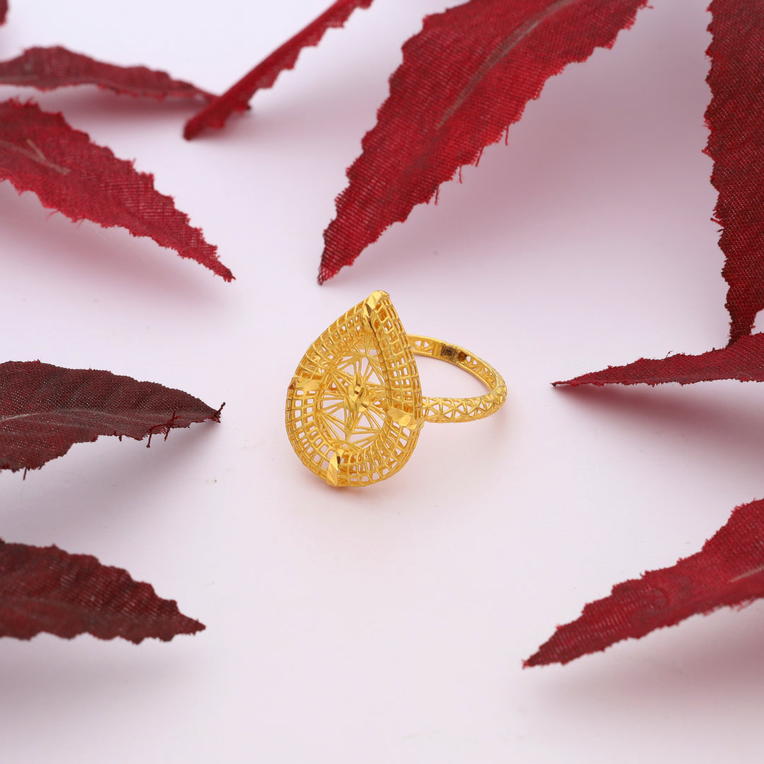 Gold Intricate Ring 21KT - FKJRN21KM10024