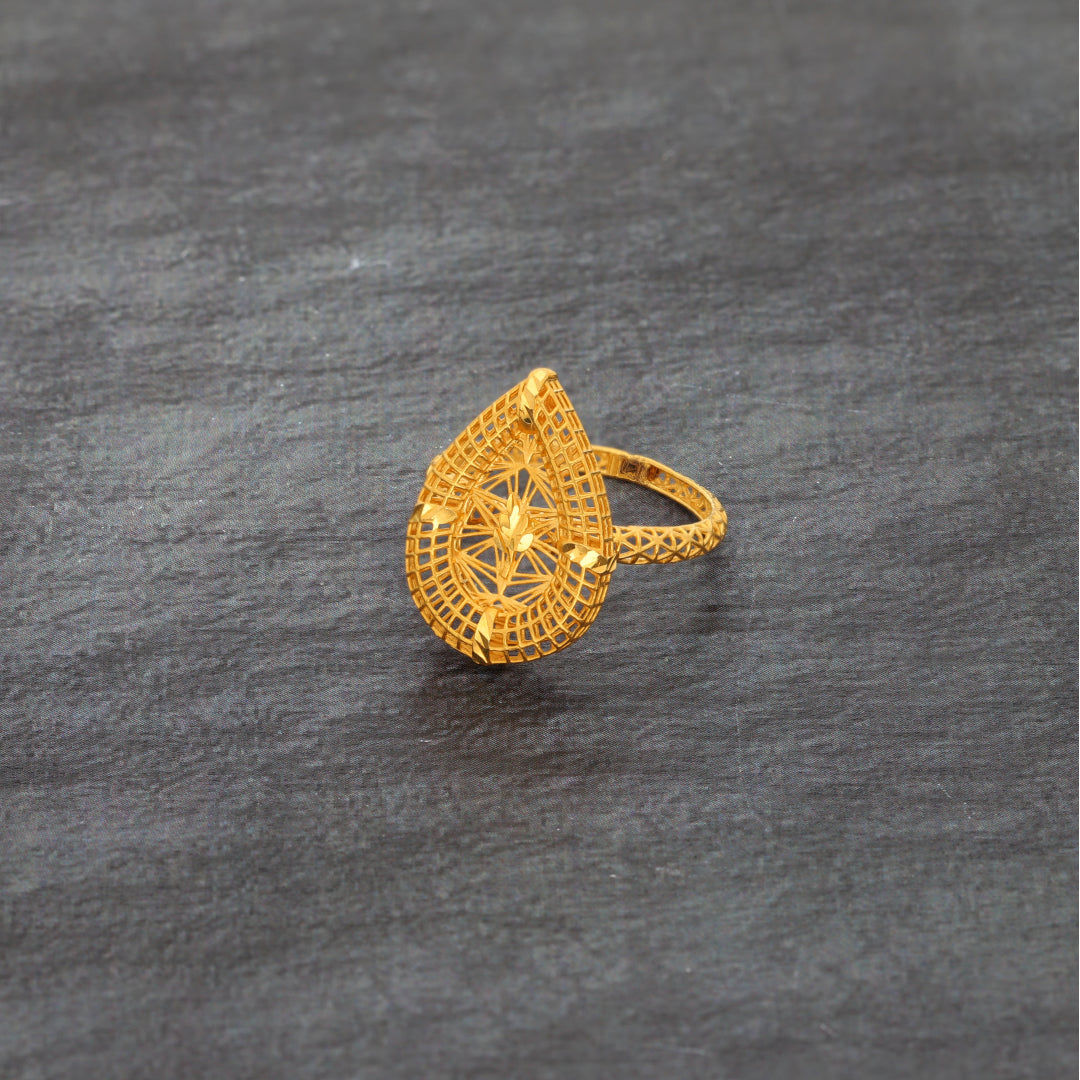 Gold Intricate Ring 21KT - FKJRN21KM10024