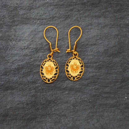 Gold Hanging Earrings 21KT - FKJERN21KM10035