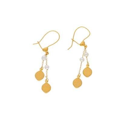 Gold Hanging Earrings 21KT - FKJERN21KM10037